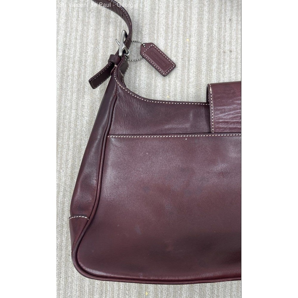 Vintage Coach Hampton's Hobo Burgundy Leather Shoulder Bag 7783 Great Condition - Picture 9 of 11